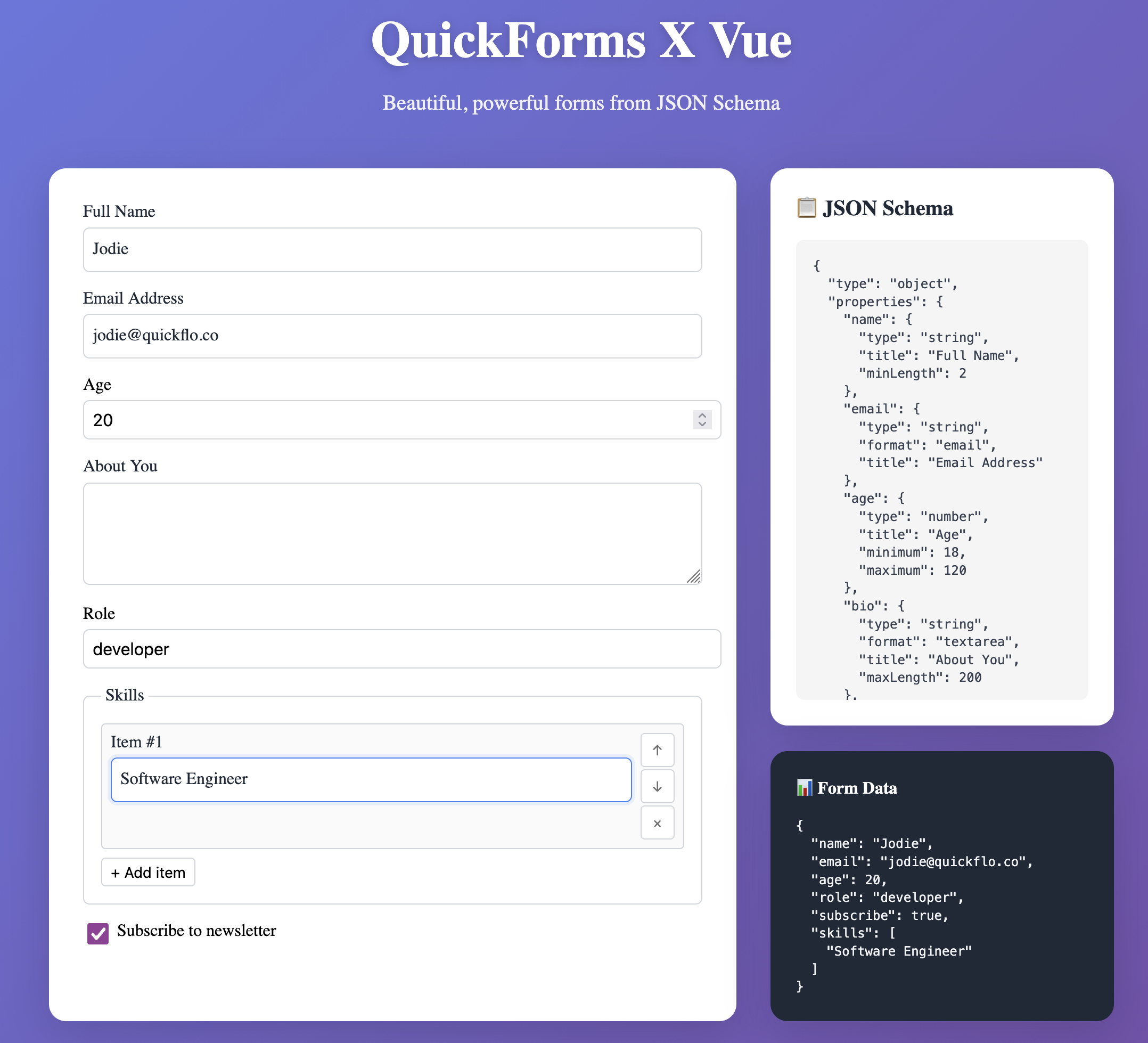 QuickForms with Plain Vue